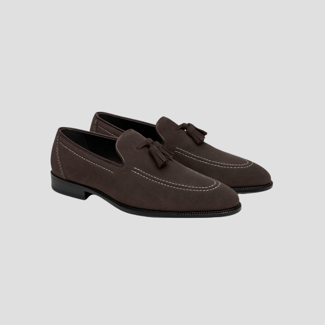 Tassel Loafers Men Moccasin Style Suede Leather Casual by Fairfax Row Clothiers