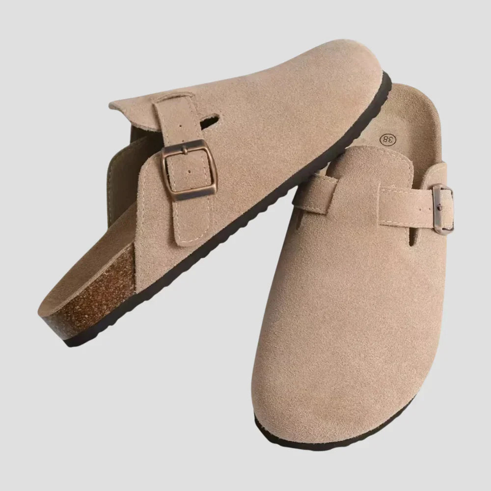 Suede Mules Slip On Adjustable Buckle Lightweight Casual by Laurevain