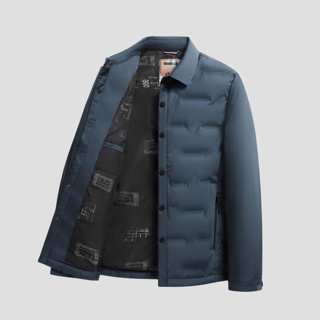 Quilted Puffer Jacket Mens Slim Fit Zip Up Polyester