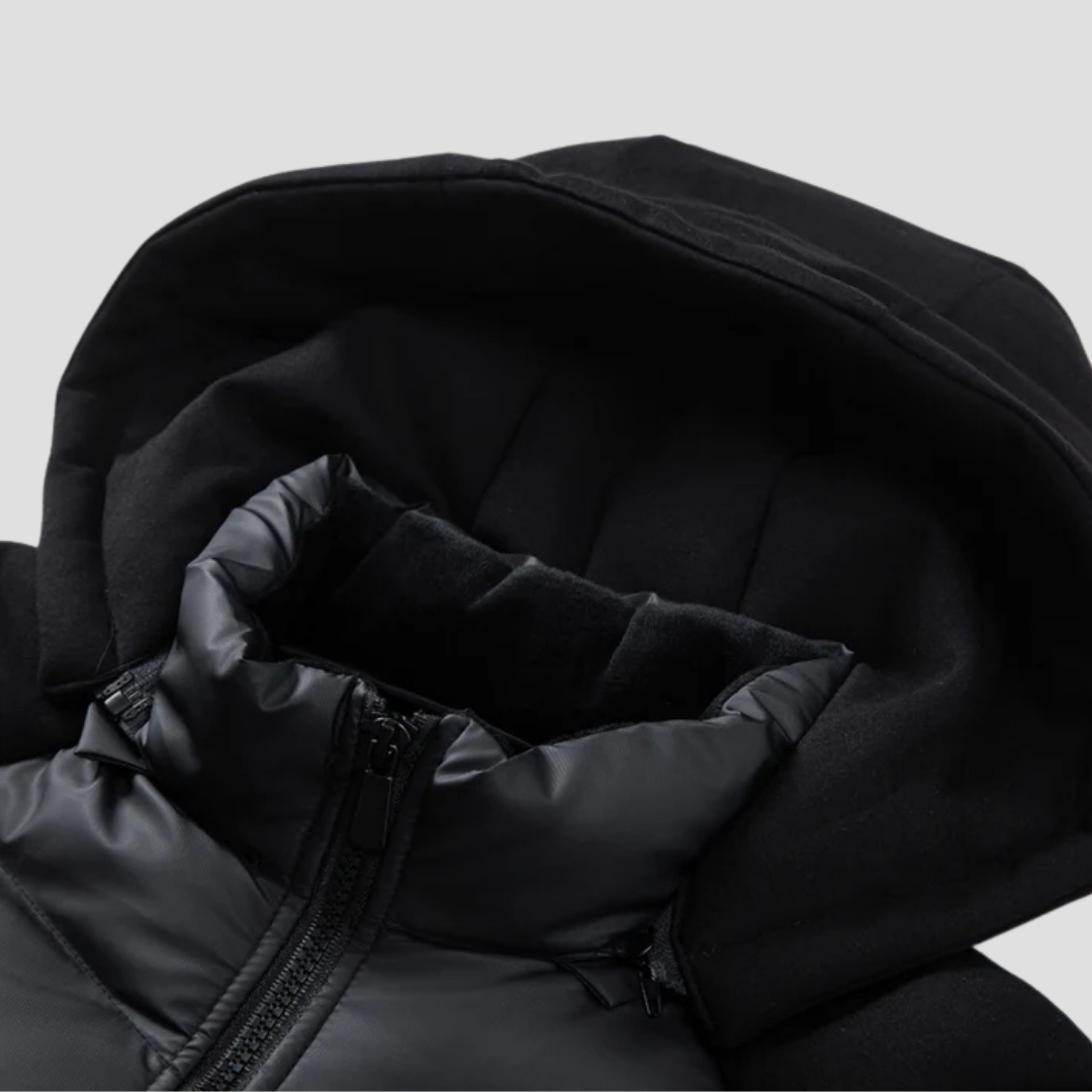 Hooded Puffer Jacket Mens Down Insulated Zip Cotton