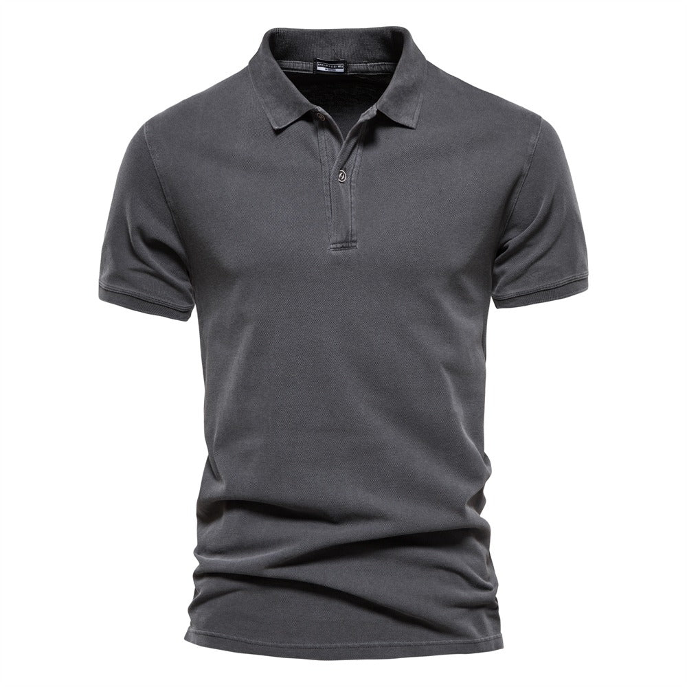 Slim Fit Polo Shirt Mens Classic Collar Button Placket