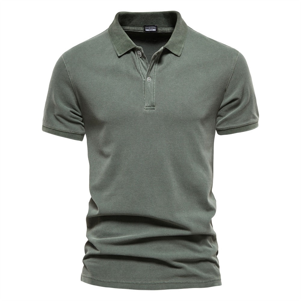 Slim Fit Polo Shirt Mens Classic Collar Button Placket