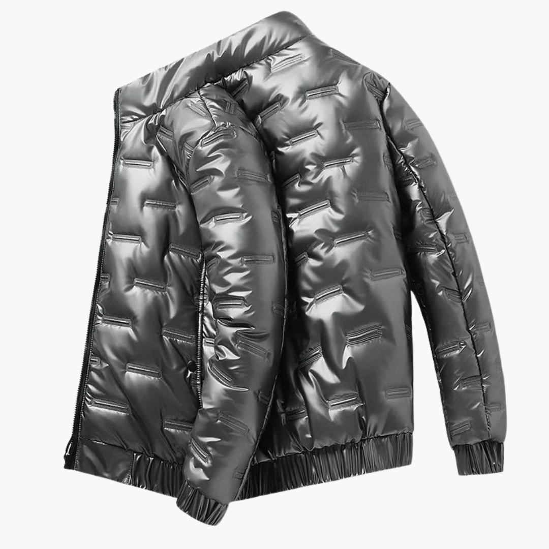 Mens Puffer Jacket Hooded Zip Ribbed Cuffs Everyday Warmth