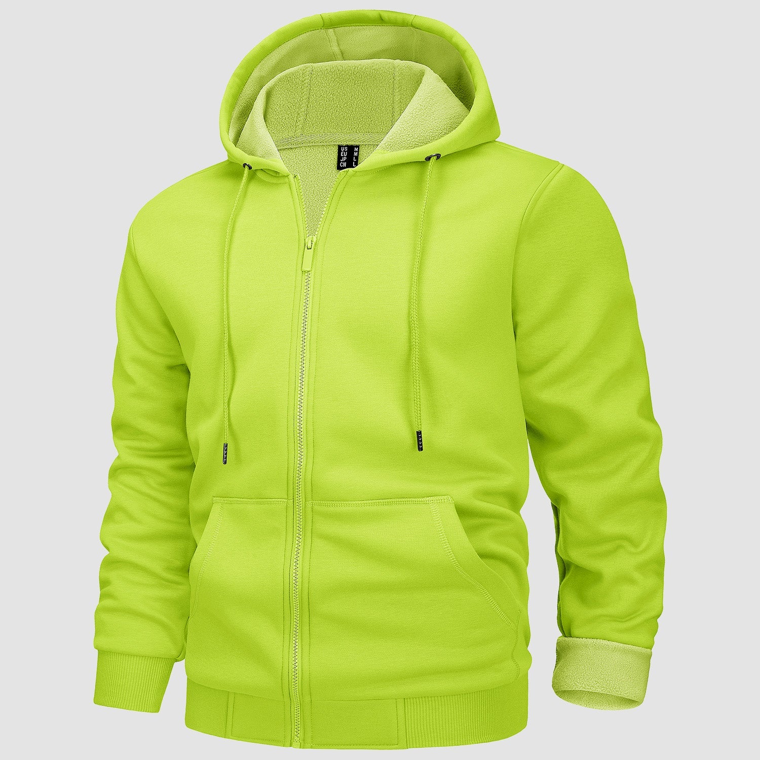 Fleece Hoodie Bomber Jacket Zip Up Kangaroo Pocket Cotton