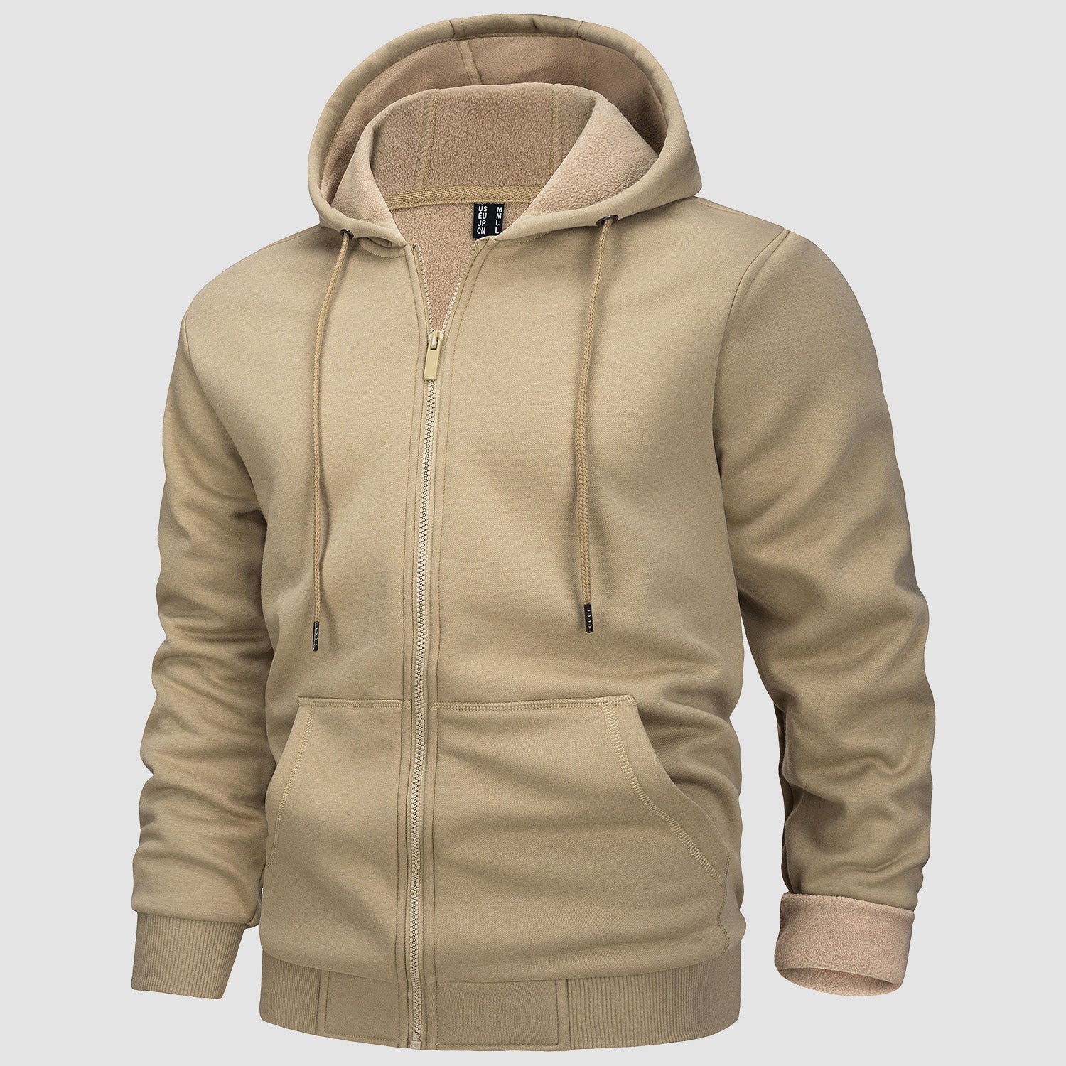 Fleece Hoodie Bomber Jacket Zip Up Kangaroo Pocket Cotton