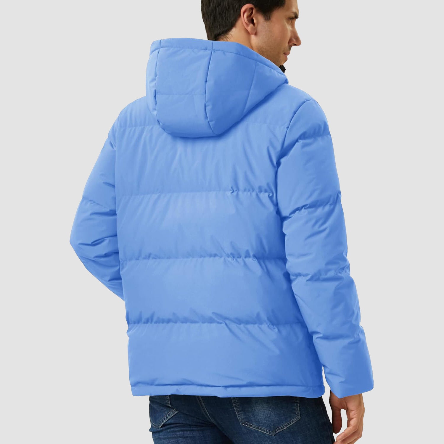 Hooded Puffer Jacket Mens Down Insulated Polyester Shell
