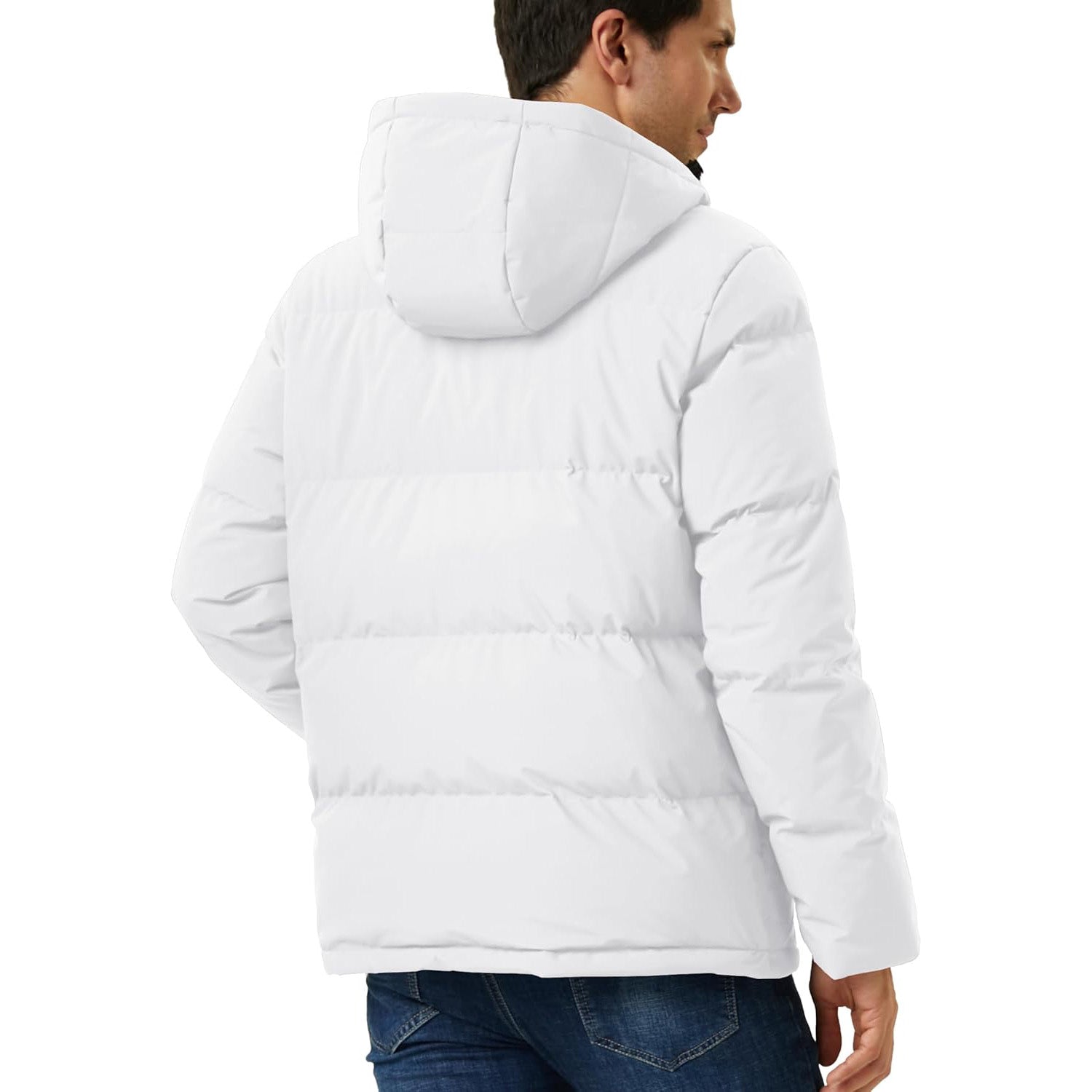 Hooded Puffer Jacket Mens Down Insulated Polyester Shell
