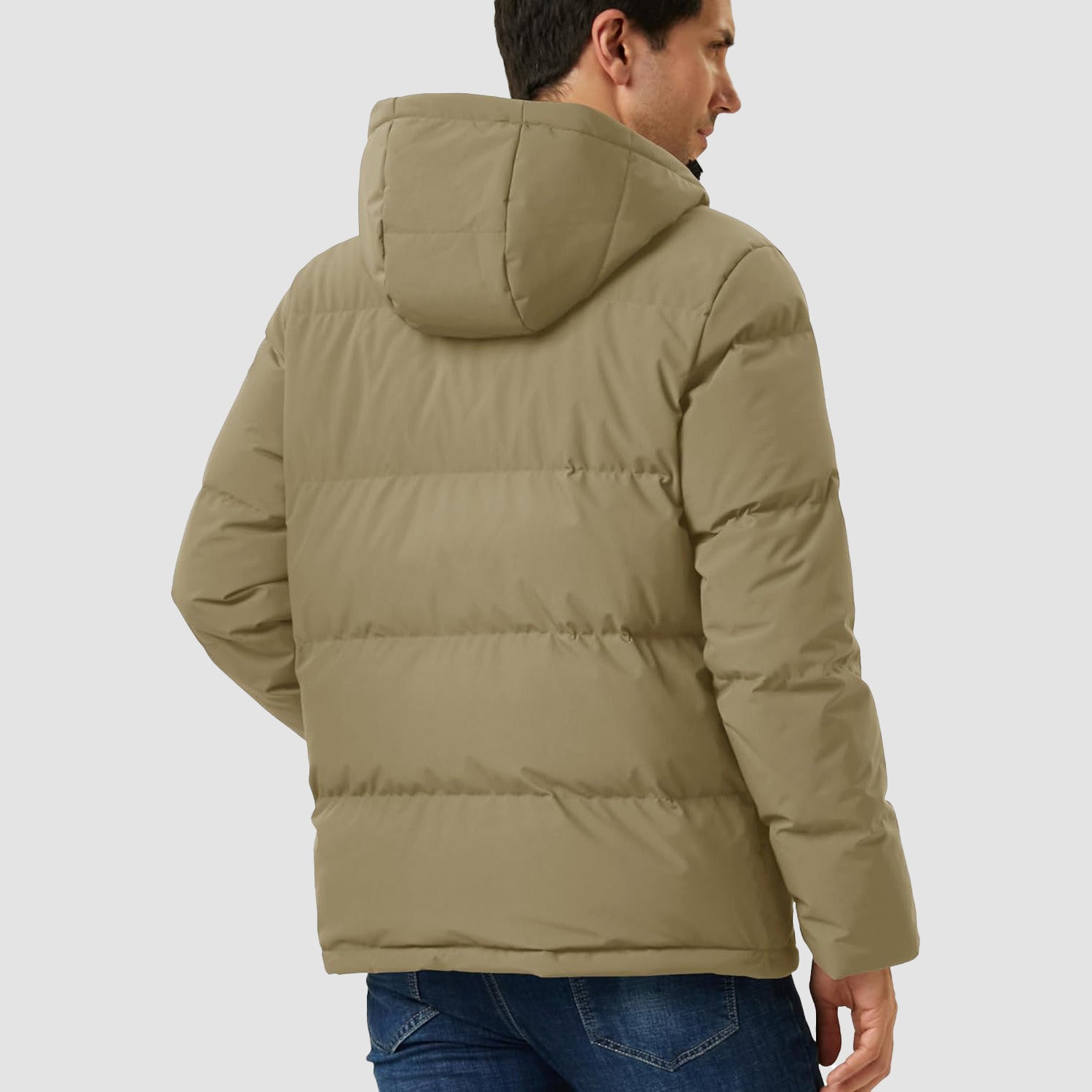 Hooded Puffer Jacket Mens Down Insulated Polyester Shell