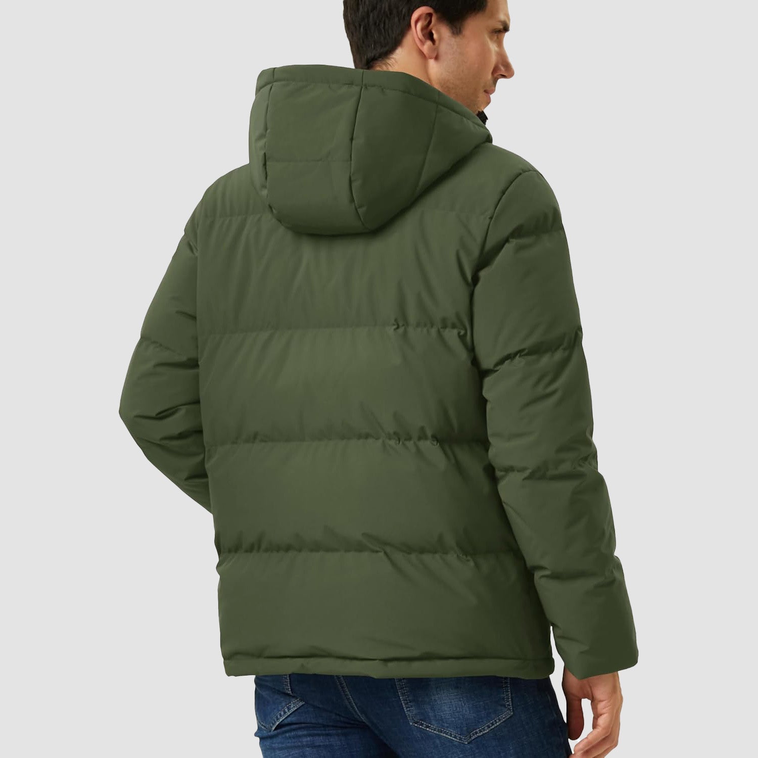 Hooded Puffer Jacket Mens Down Insulated Polyester Shell