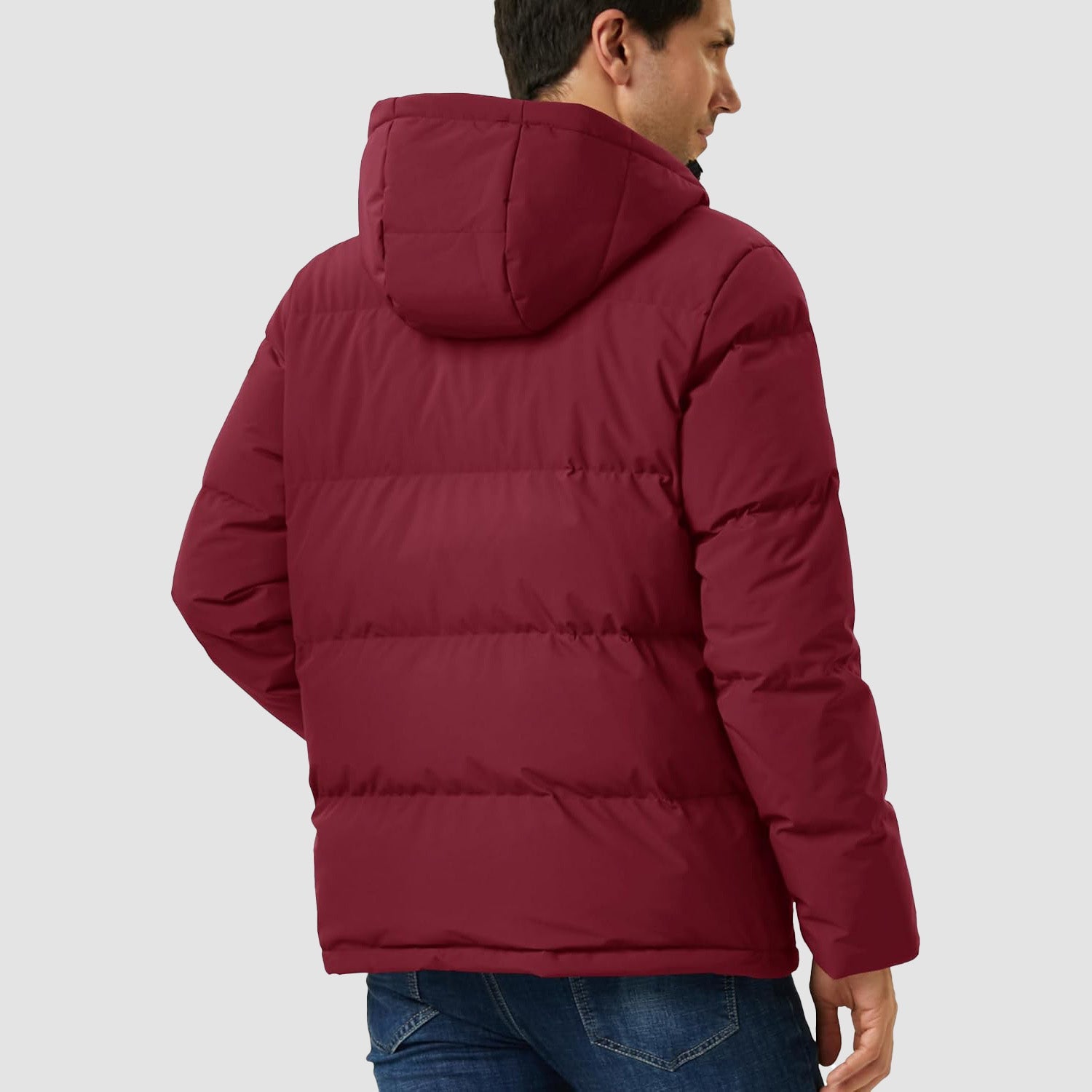 Hooded Puffer Jacket Mens Down Insulated Polyester Shell