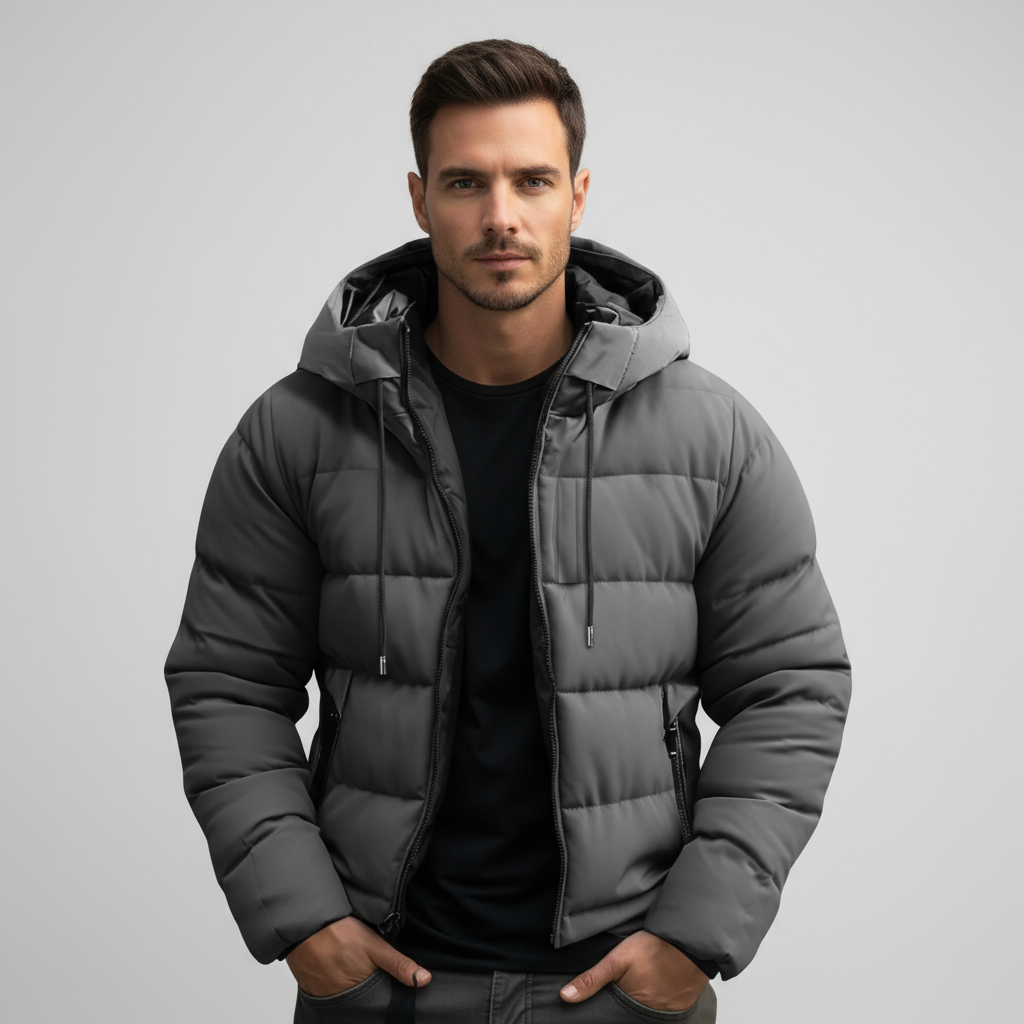 Hooded Puffer Jacket Mens Quilted Insulated Everyday
